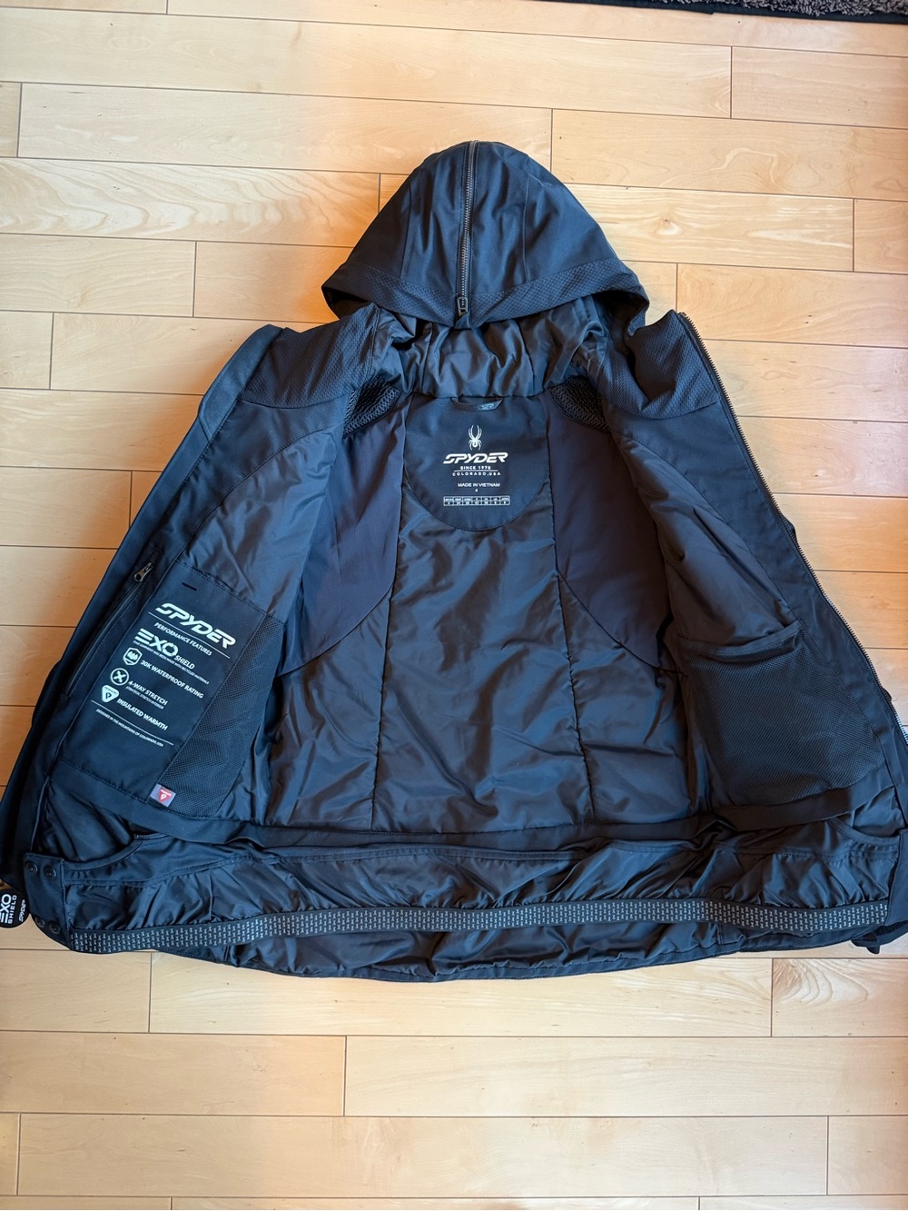 Spyder Women’s Black Hooded Softshell Raincoat - Picture 2 of 7